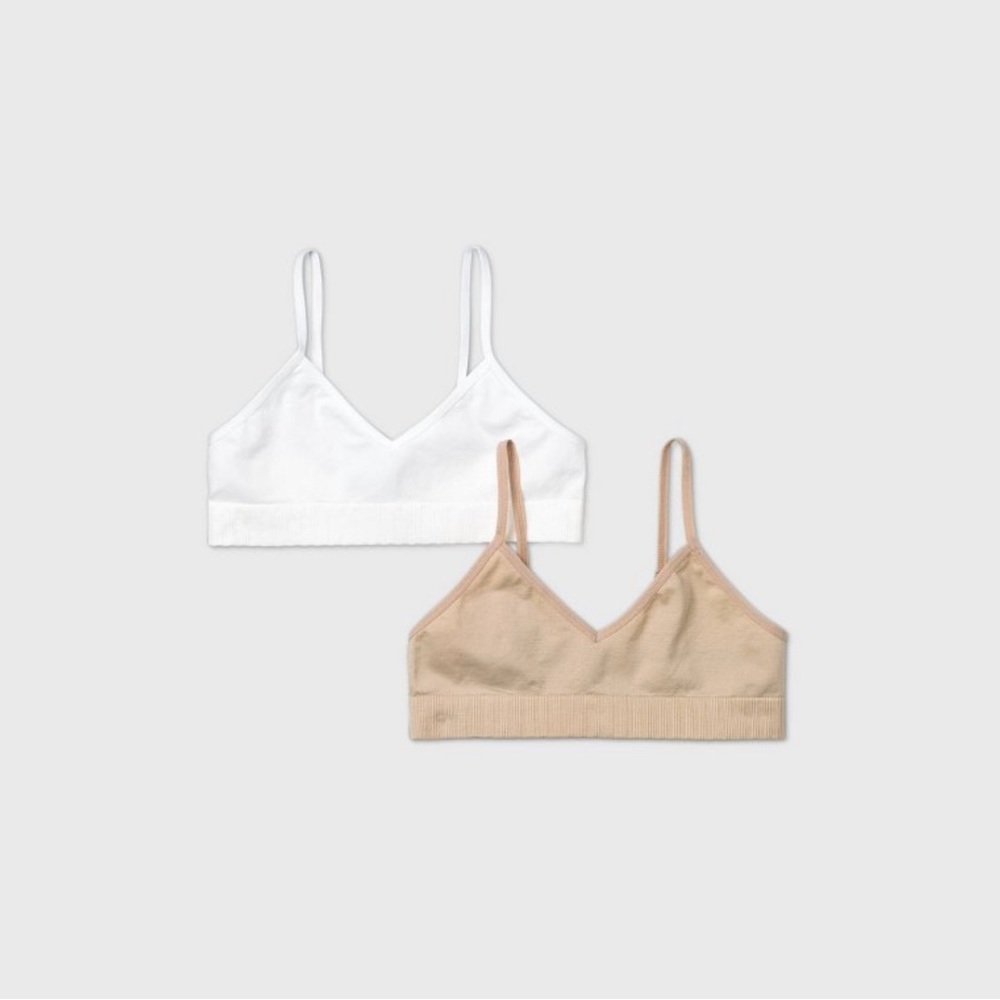Girls' Seamless Bra 2pk - Cat & Jack™ White/Tan